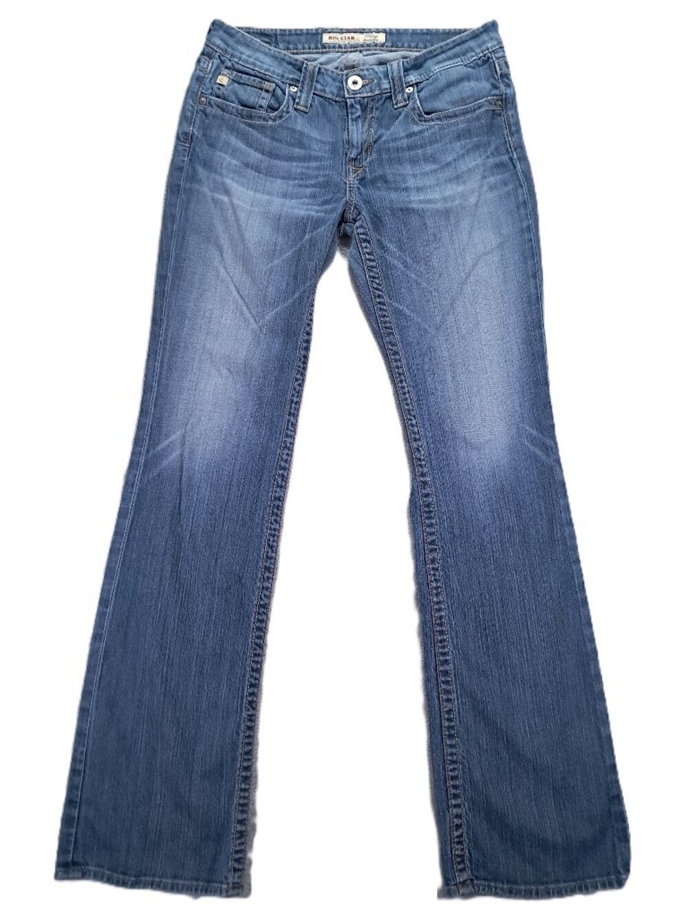 Big Star Remy Jean Women 32x34, Tag 30 L Low Rise Boot Blue Denim Flap Pockets